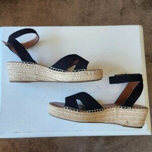Franco Sarto Black Suede Espadrille Platform Sandals Size 8